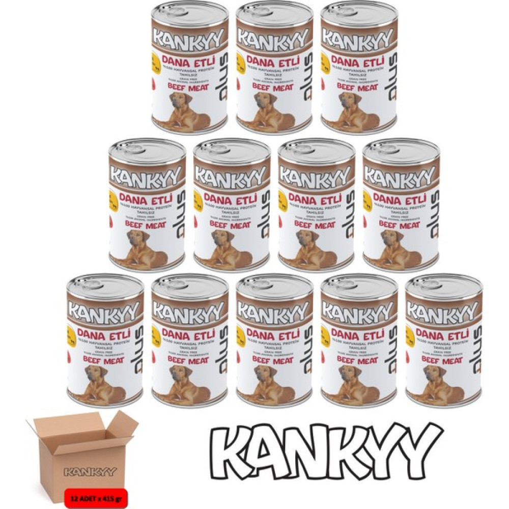 Kankyy Dana Etli Konserve Yaş Yetişkin Köpek Maması 415GR x 12 Adet Evcil Hayvan Ürünleri Fiyatı