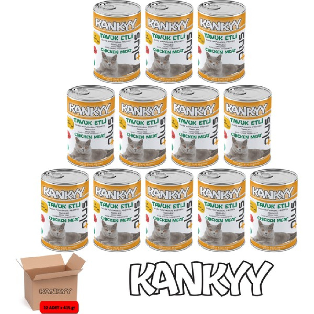 Kankyy Tavuk Etli Konserve Yaş Yetişkin Kedi Maması 415GR x 12ADET Evcil Hayvan Ürünleri Fiyatı
