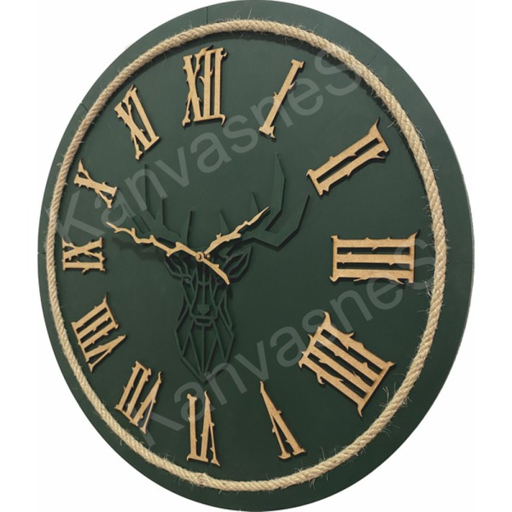 Kanvasnes Ahşap Halatlı Rustik Duvar Saati - Yeşil - 50 x 50 cm Dekoratif Saat Fiyatı