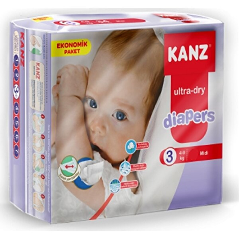 Kanz 3 Numara Bebek Bezi 4-9 kg Midi 34 Adet Bebek Bezi Fiyatı