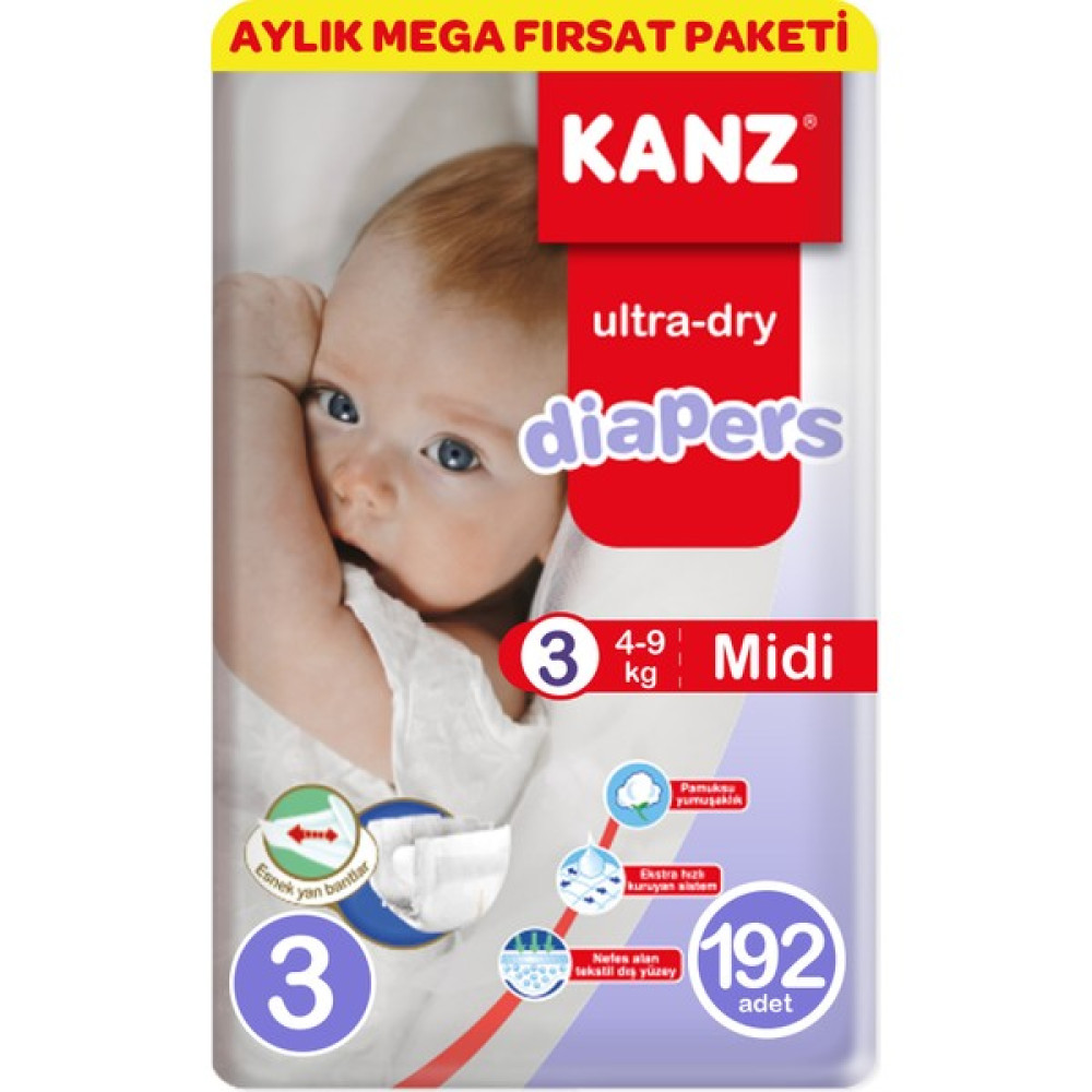 Kanz 3 Numara Bebek Bezi Aylık Mega Fırsat Paketi 192 Adet Oto Boyaları Fiyatı