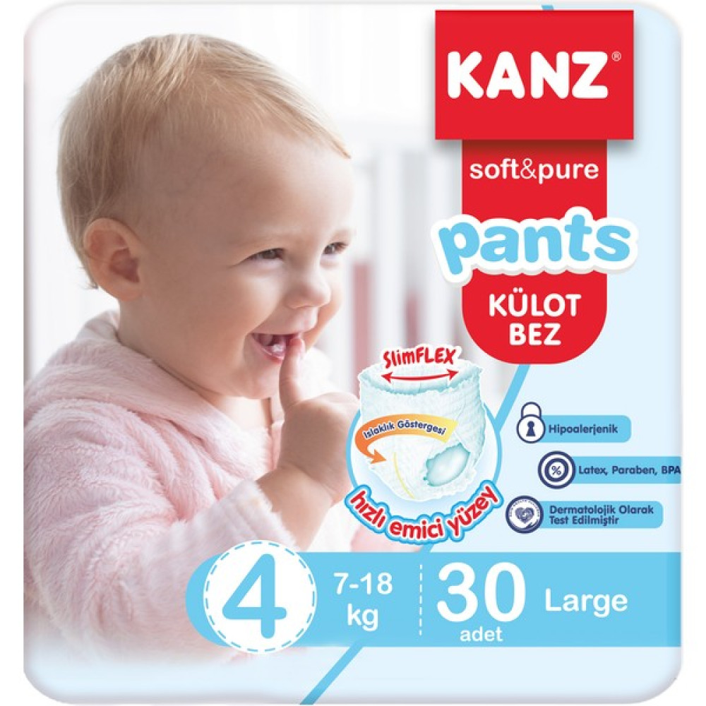 Kanz 4 Numara Külot Bebek Bezi Ekonomik 7-18 kg 30'lu Bebek Bezi Fiyatı