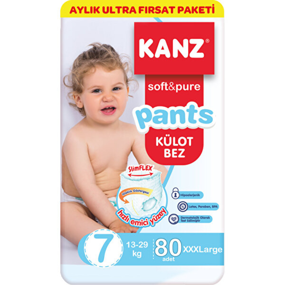 Kanz 7 Numara Külot Bebek Bezi Aylık Ultra Fırsat Paketi 13-29 kg 80'li Bebek Bezi Fiyatı