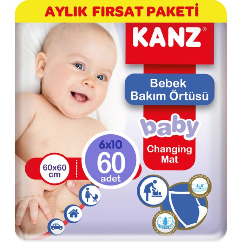 Kanz Bebek Bakım Örtüsü 6X10 60 Adet - Beyaz Bebek Alt Açma Minderi Fiyatı