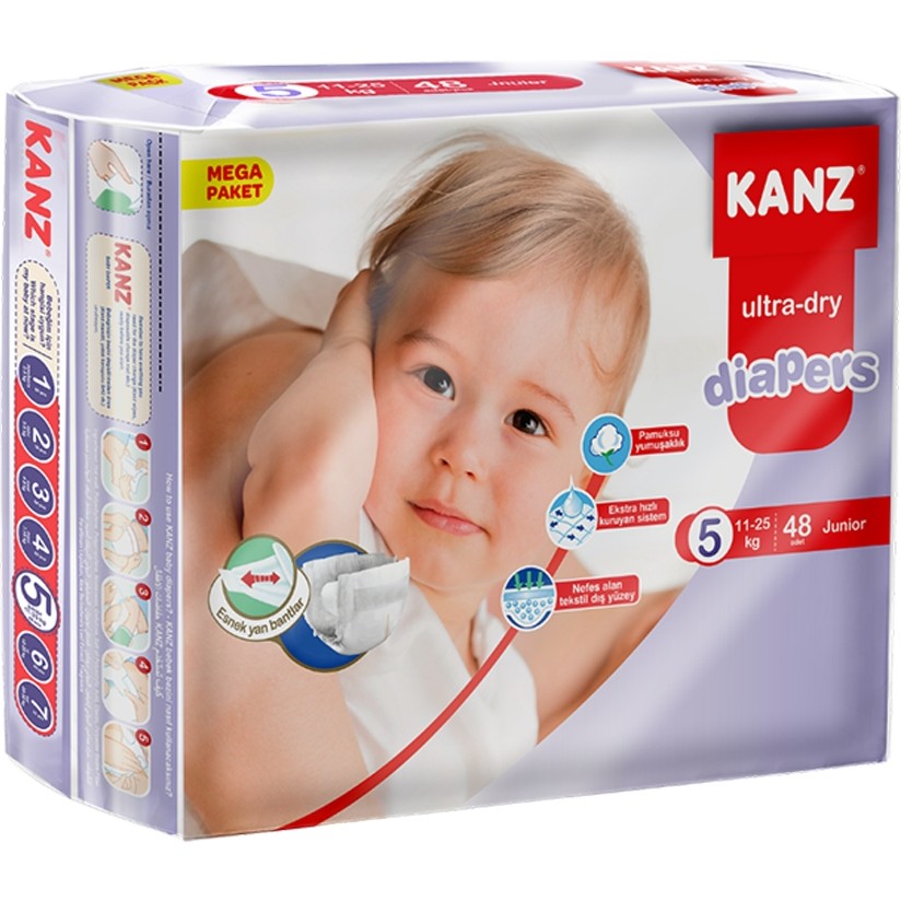 Kanz Bebek Bezi Junior 11-25 kg / 48 Adet - Mega Paket 5 Numara Bebek Bezi Fiyatı