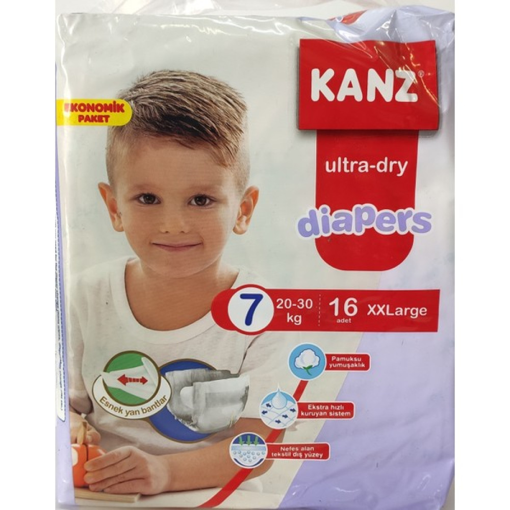 Kanz Ekonomik Bebek Bezi No:7 Xx Large 20-30 kg 16'lı - 7 Bebek Bezi Fiyatı
