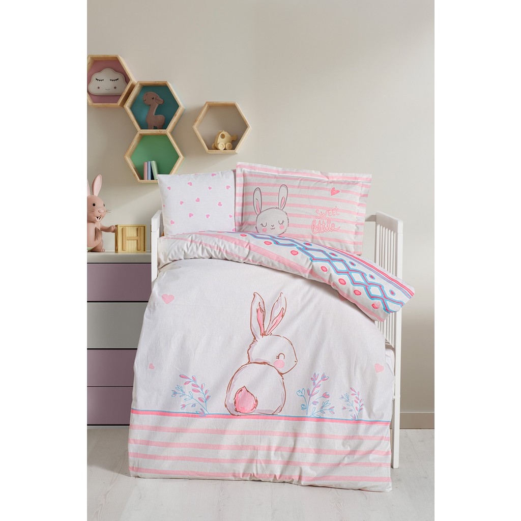 Kanz Ranforce %100 Pamuk Bebek Nevresim Takımı - Sweet Bunny - 100 x 150 cm - Çok Renkli Nevresim Takımı Fiyatı