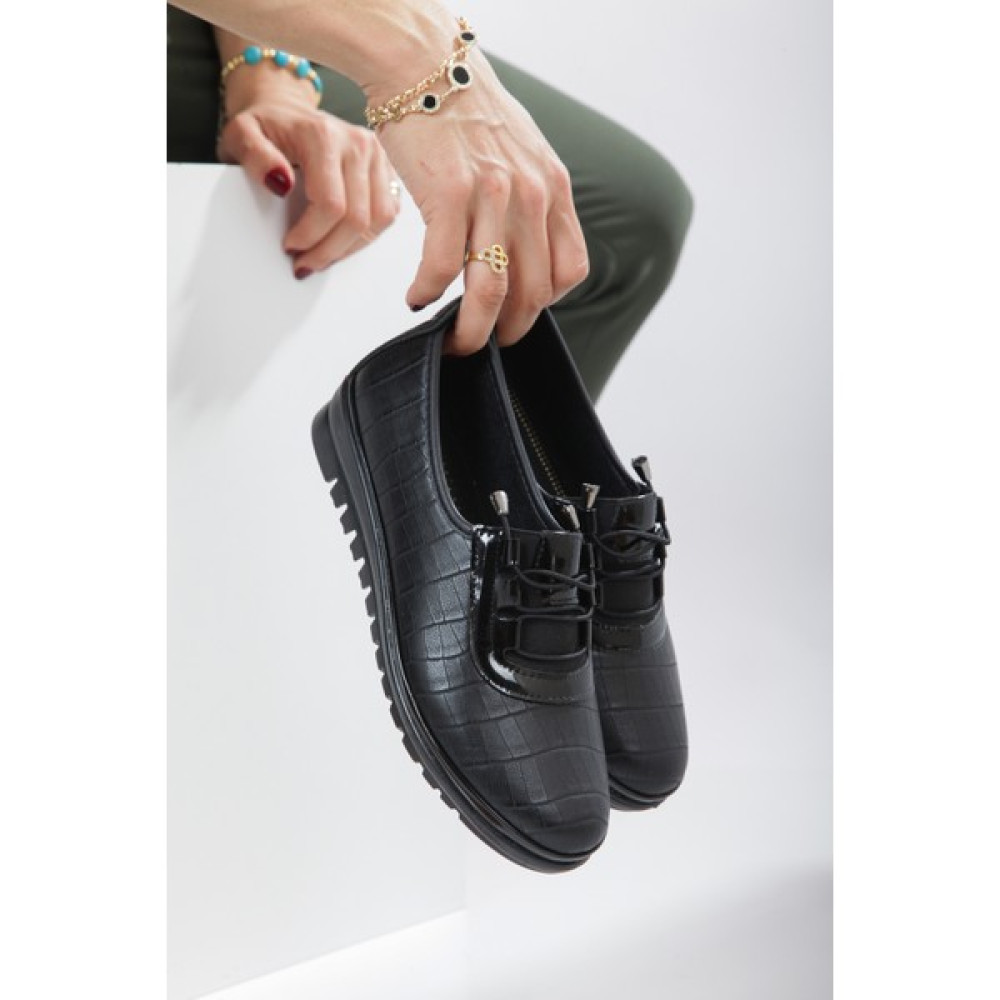 Kaof Shoes Kadın Siyah Ortopedik Babet Ayakkabı Kadın Günlük Ayakkabı Kadın Klasik Ayakkabı Anne Ayakkabısı Kadın Günlük Ayakkabıları Fiyatı