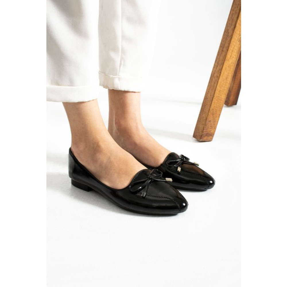 Kaof Shoes Kadın Siyah Rugan Günlük Babet Ayakkabı Kadın Günlük Ayakkabı Balerin Babet Klasik Ayakkabı Babetler Fiyatı