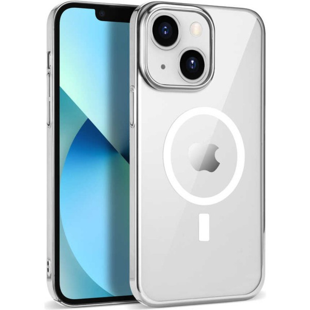 Kap Aksesuar Apple iPhone 14 Wireless Magsafe Özellikli Renkli Silikon Kapak - Gümüş Cep Telefonu Kılıfı Fiyatı