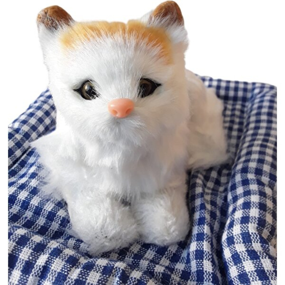 Kapadokya Hediyelik Pelüş Kedi, Minder Üzerinde, Kedi Sesli Miyavlayan Biblo,hediyelik Oyuncak - beyaz-kedi - 20x12x10 Peluş Oyuncaklar Fiyatı