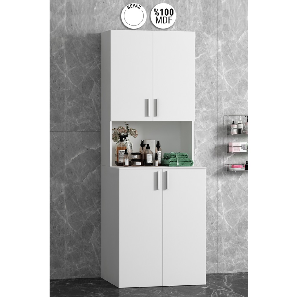 Kapaklı Çamaşır Makinesi Beyaz Mdf Banyo Dolabı Takımı Banyo Dolabı / Mobilyası Fiyatı