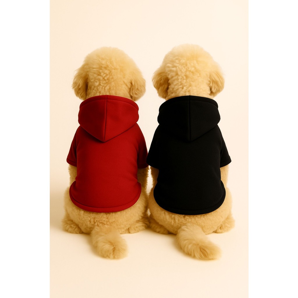 Kapişonlu Polar Sweatshirt Köpek ve Kedi Kıyafeti & Elbisesi - Kırmızı & Siyah 2'li Fırsat Paketi - Kırmızı - Siyah - L Giyim & İç Giyim Fiyatı