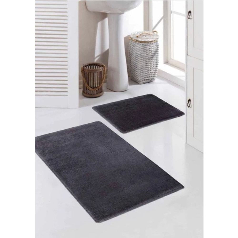 Kaplansoy Carpet 2 Li Banyo Paspası Banyo Halısı Banyo Post Peluş Antrasit - 80x120 Klozet Takımı Fiyatı