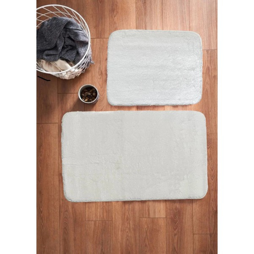 Kaplansoy Carpet 2 Li Banyo Paspası Banyo Halısı Post Peluş 50X80 cm - 50X40 cm - Beyaz - 50x80 cm / 50x40 cm Klozet Takımı Fiyatı