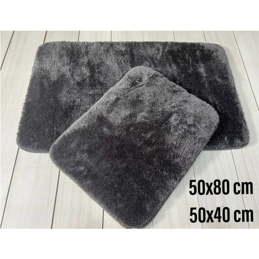 Kaplansoy Carpet 2 Li Post Peluş Banyo Paspası Banyo Halısı 50x80 cm 50x40 - Antrasit - 50x80 cm 50x40 cm Klozet Takımı Fiyatı
