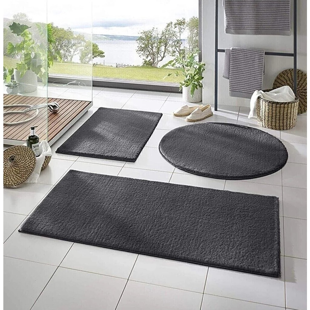 Kaplansoy Carpet Banyo Paspası Banyo Halısı 3 Lü Post Peluş Paspas - Antrasit Araca Özel Paspaslar Fiyatı