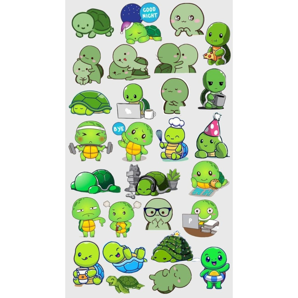 Kaplumbağa Sticker Telefon Laptop Notebook Tablet Defter Matara Stiker Etiket ST1157 Okul Etiketi Fiyatı