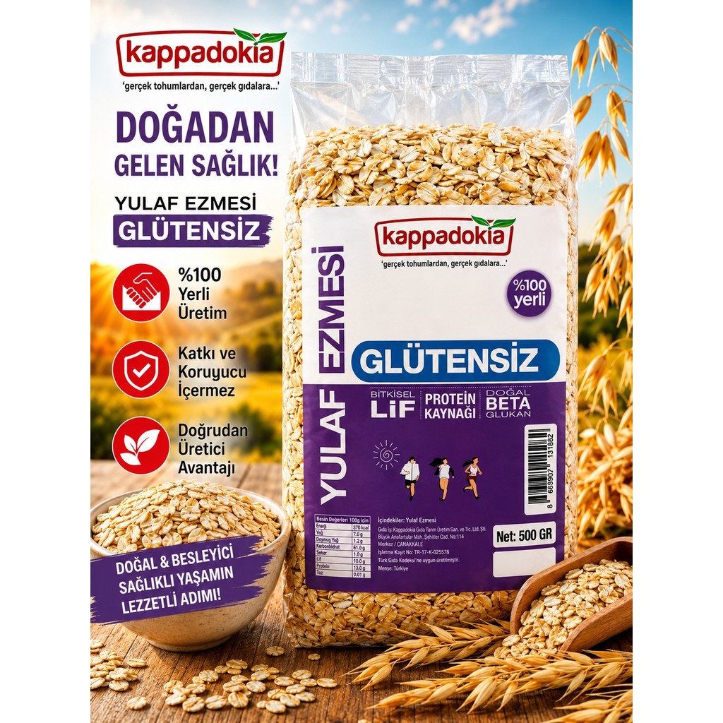 Kappadokia Glütensiz Yulaf Ezmesi - 500 gr Pestisit Analizli (Yeni Hasat) Kahvaltılık Gevrek Fiyatı