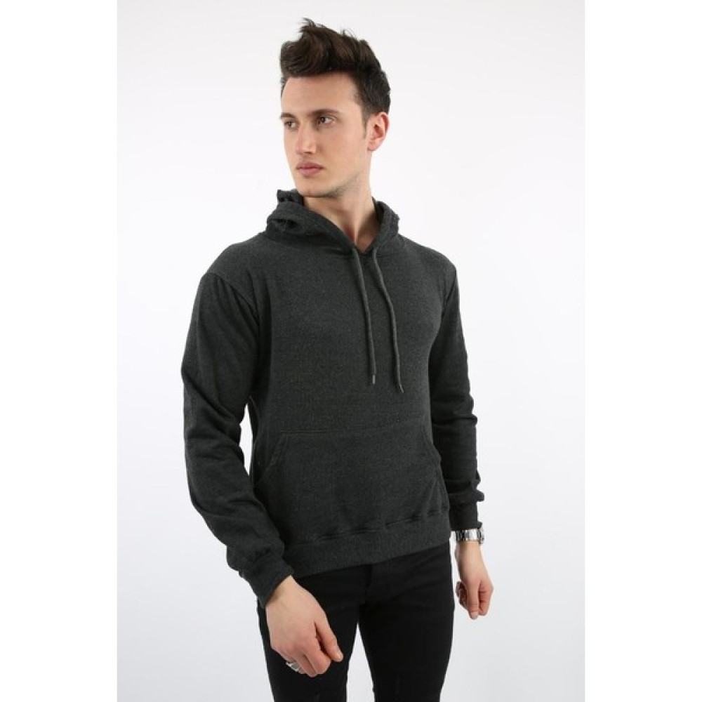 Kapşonlu Düz Antrasit Sweat Erkek Sweatshirt Fiyatı
