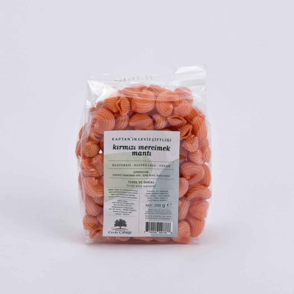 Kaptan'ın Ceviz Çiftliği Glütensiz Vegan Bronz Kalıp Kırmızı Mercimek Mantı 200 gr Diğer Fiyatı