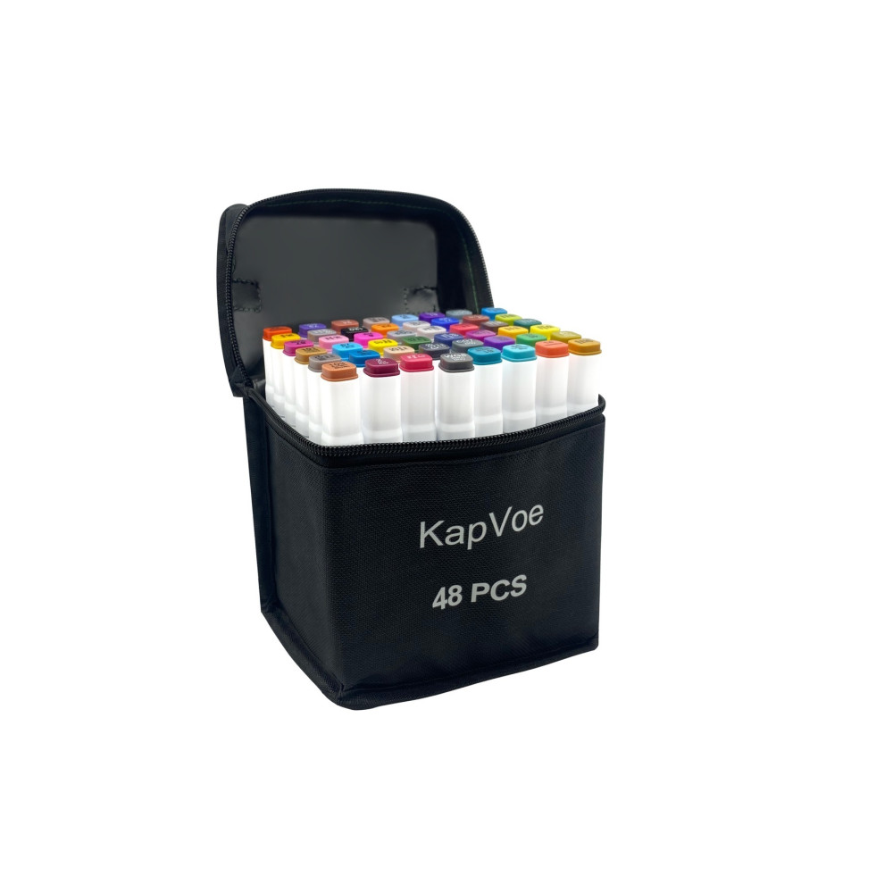 KAPVOE 48 Adet Çift Uçlu Touch Marker Art Tasarım Keçeli Kalem Boya Seti Çanta Keçe Uçlu Kalem Fiyatı