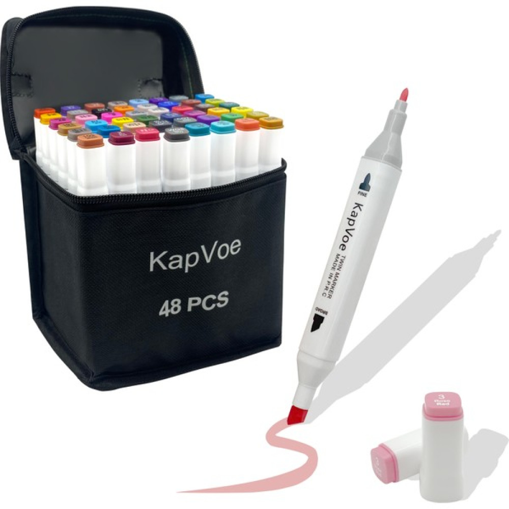 Kapvoe 48’li Çift Uçlu Touch Marker Art Tasarım Kurecolor Twin Marker Kalem Seti Taşınabilir Çanta Keçe Uçlu Kalem Fiyatı