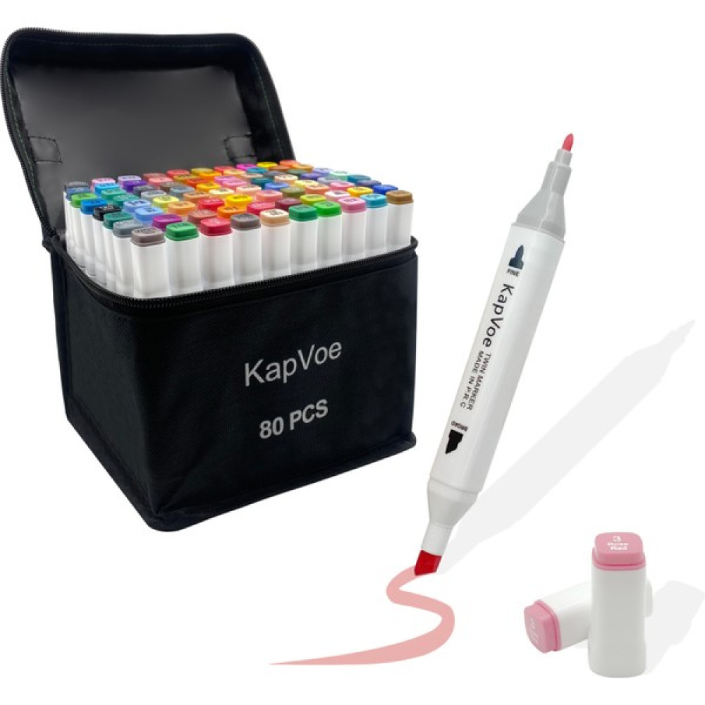 Kapvoe 80’li Çift Uçlu Touch Marker Art Tasarım Kurecolor Twin Marker Kalem Seti Taşınabilir Çanta Keçe Uçlu Kalem Fiyatı
