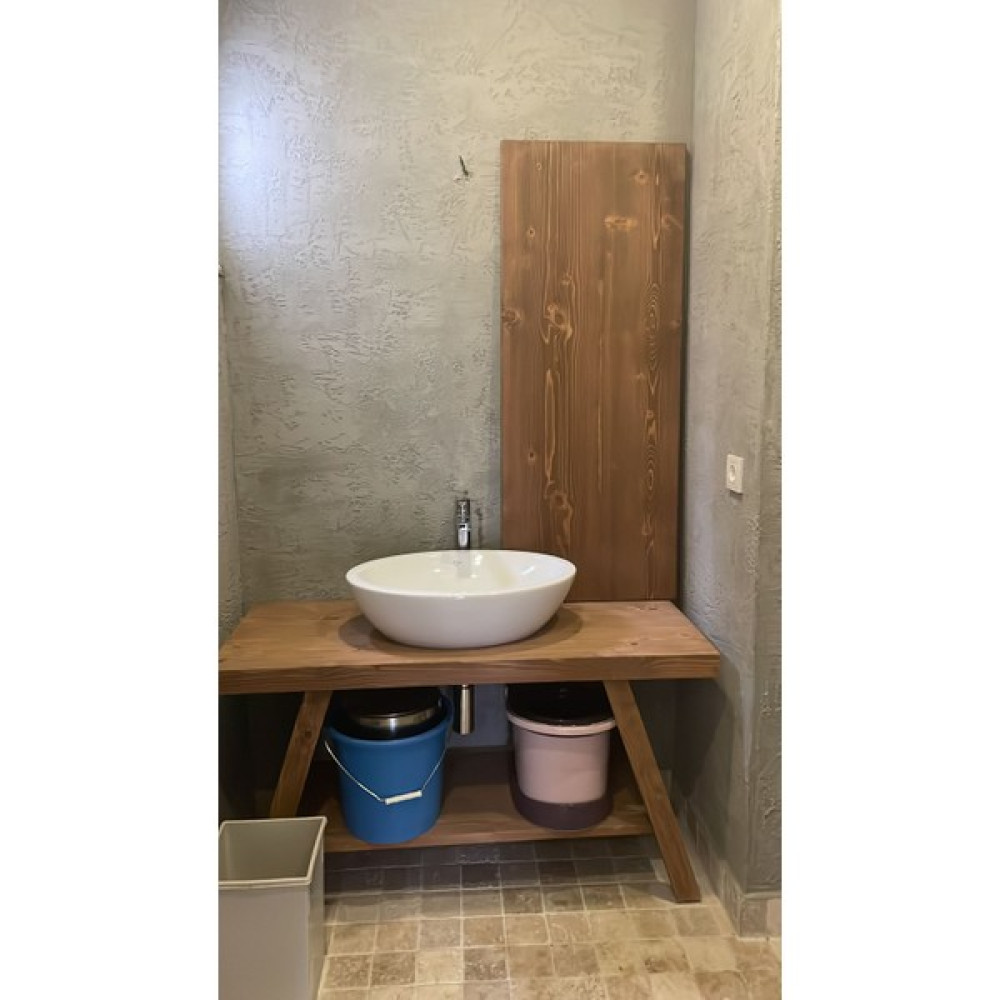 Kara Kalem Ahşap Karakalem Ahşap Lavabo Tezgahı Yan Ayaklı - Ceviz Banyo Dolabı / Mobilyası Fiyatı