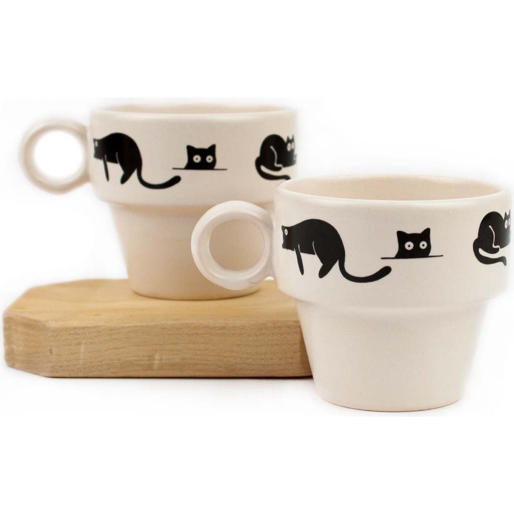 Kara Kedi 2'li Espresso Bardak Seti - Hediye Seramik Fincan - 1 Adet Fincan / Bardak / Kahve Takımı Fiyatı