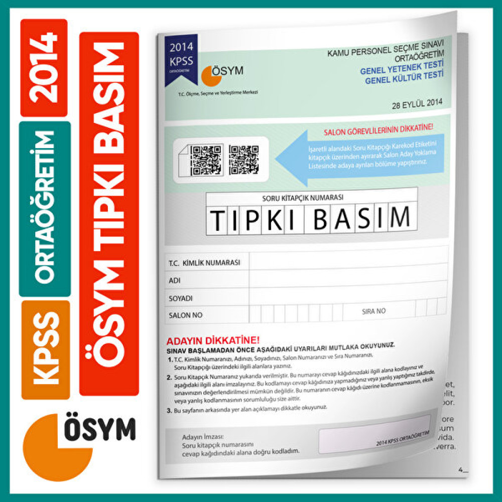 Kara Kutu Yayınları 2014 KPSS Ortaöğretim Lise ÖSYM Çıkmış Soru Tıpkı Basım Kitapçığı Ders Sınav Kitapları Fiyatı