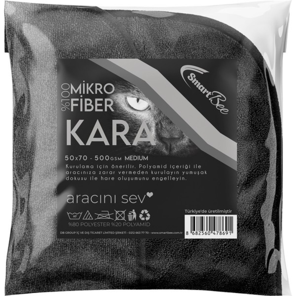 Kara Mikrofiber Oto Kurulama Havlusu 50X70CM 500GSM - Siyah Oto Bakım Bezleri Fiyatı