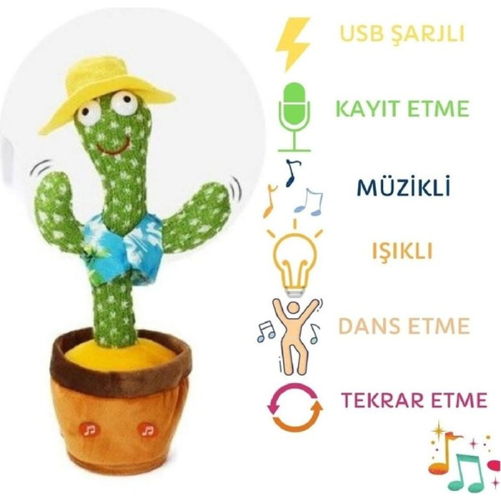 Kara Toys Konuşan Dans Eden Kaktüs Işıklı Saksı Peluş Oyuncak Peluş Oyuncaklar Fiyatı