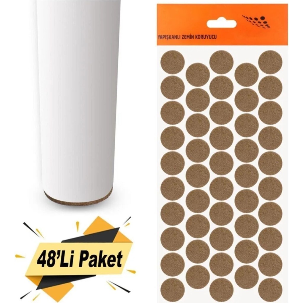Karaaliler Yapışkanlı Mobilya Masa Sandalye Altı Zemin Ayak Koruyucu Keçesi Ses Kesici 20 mm (48'li Paket) Standart Sandalye Fiyatı