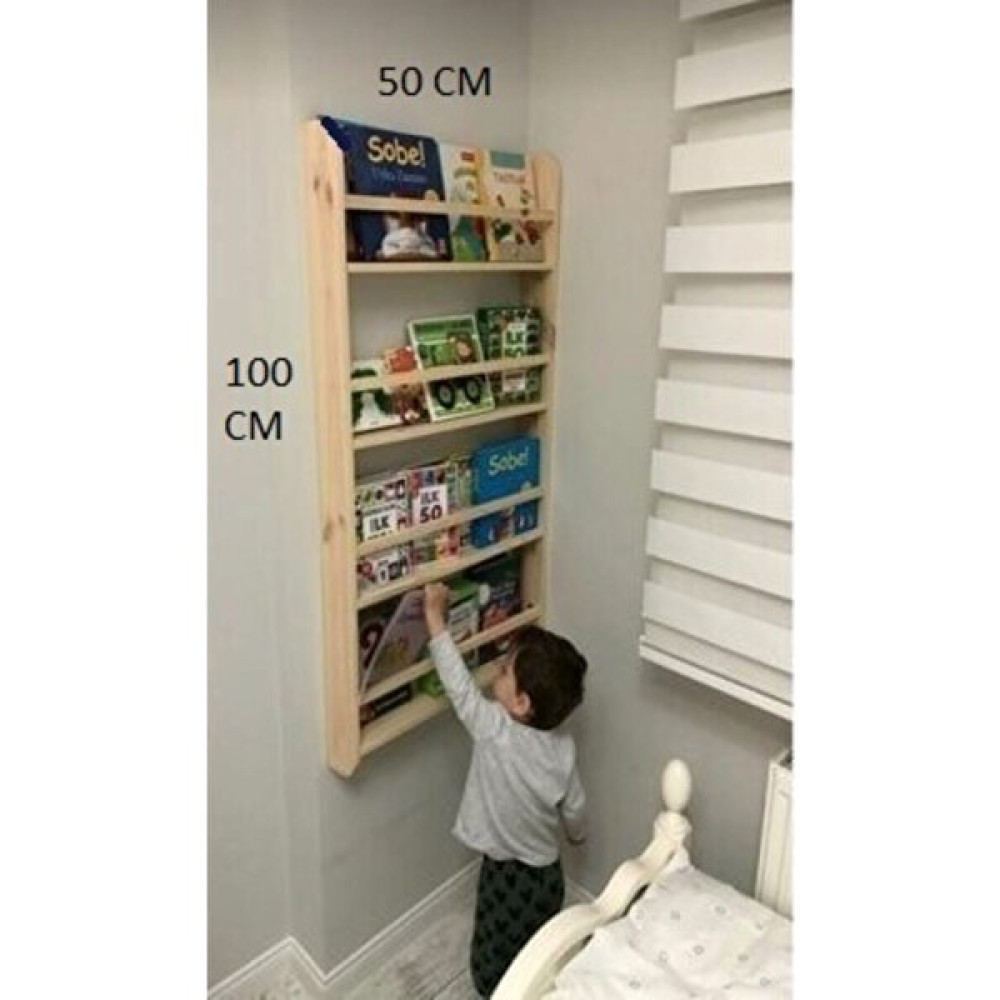 Karabeyoğulları Doğal Ahşap Oyuncaklar Montessori Kitaplık Duvar Rafı Fiyatı
