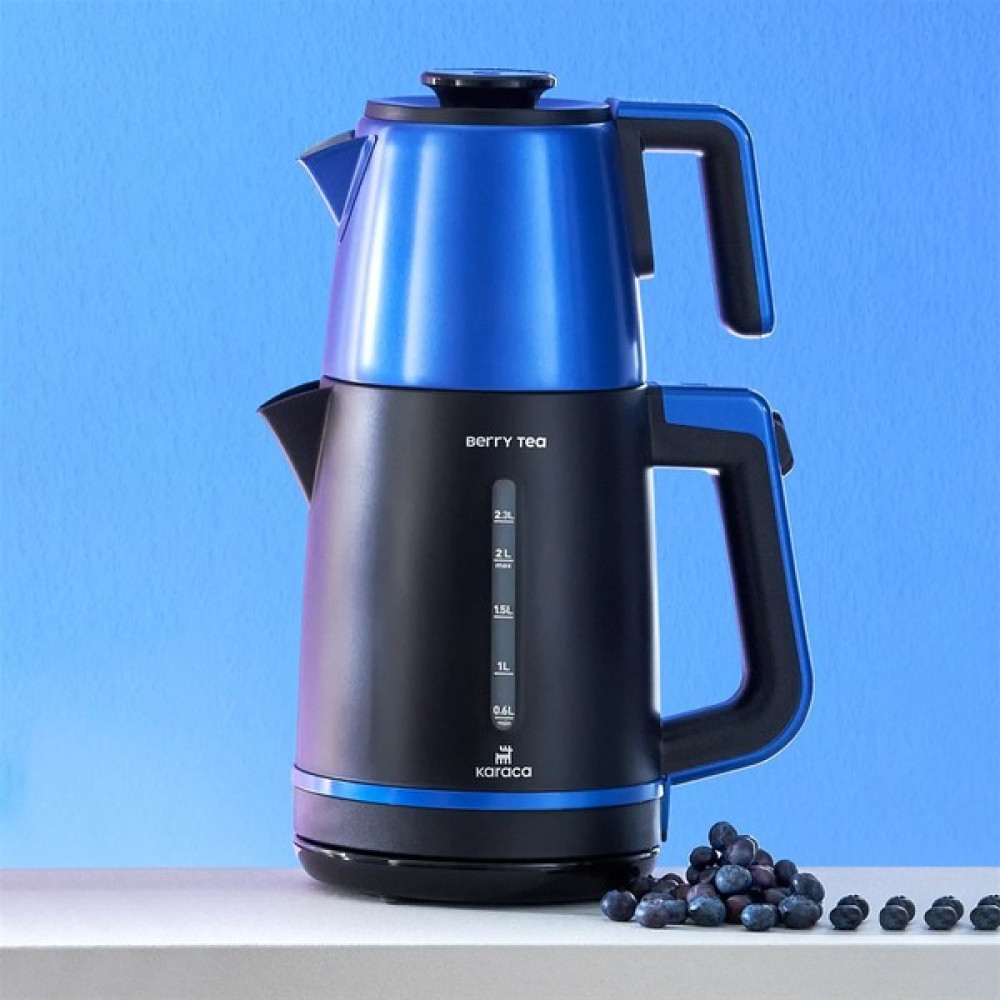 Karaca Berry Tea XL 2in1 Çelik Demlikli Çay Makinesi ve Kettle Blueberry - Mavi Çay Makineleri Fiyatı