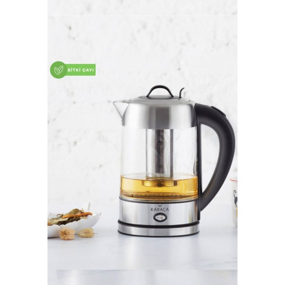 Karaca Cam Inox Bitki Çayı Makinesi ve Su Isıtıcı Kettle 2202,LED Işıklı, Yüksek Borosilikat Gövde - Gri Su Isıtıcıları / Kettle Fiyatı