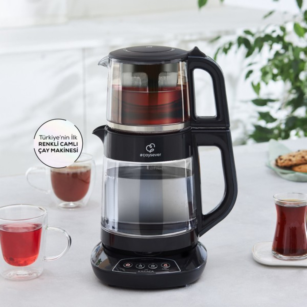 Karaca Çaysever 3 in 1 Konuşan Renkli Camlı Çay Makinesi Agate - Gri Çay Makineleri Fiyatı