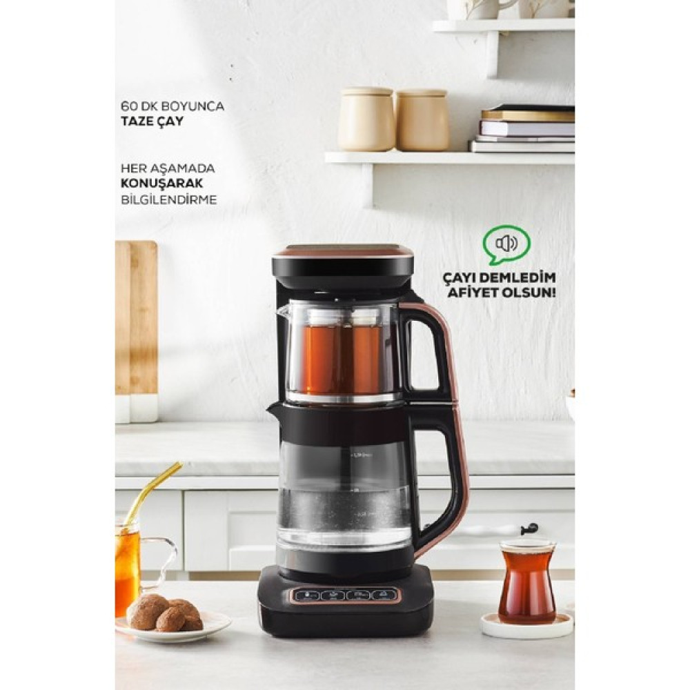Karaca Çaysever Robotea Pro Connect 4 In 1 Konuşan Otomatik Cam Çay ve Filtre Kahve Demleme Makinesi - Pembe Çay Makineleri Fiyatı