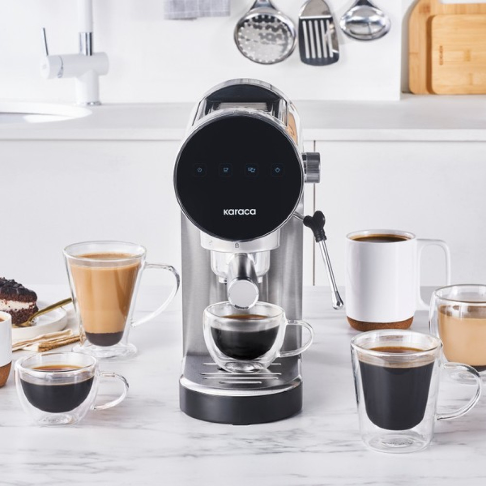 Karaca Coffee Art Inox Dijital 20 Bar Öğütülmüş Espresso Cappuccino ve Kapsül Kahve Makinesi Kahve Makineleri Fiyatı