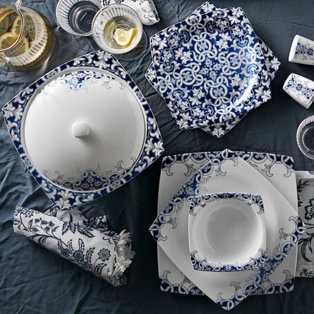 Karaca Fine Bone Aleeza 60 Parça 12 Kişilik Yemek Takımı Kare Yemek Takımı Fiyatı