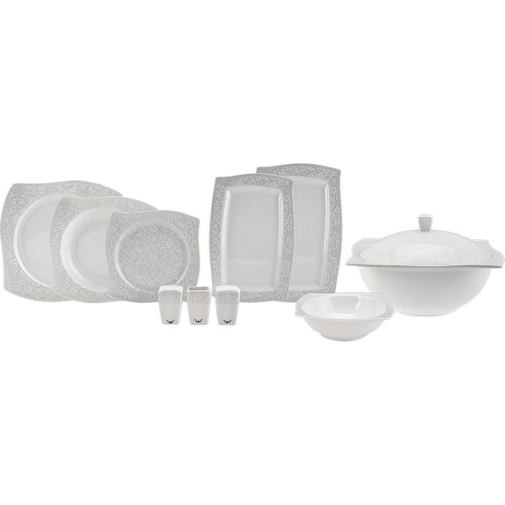 Karaca Fine Bone Folium 60 Parça 12 Kişilik Kare Yemek Takımı Yemek Takımı Fiyatı
