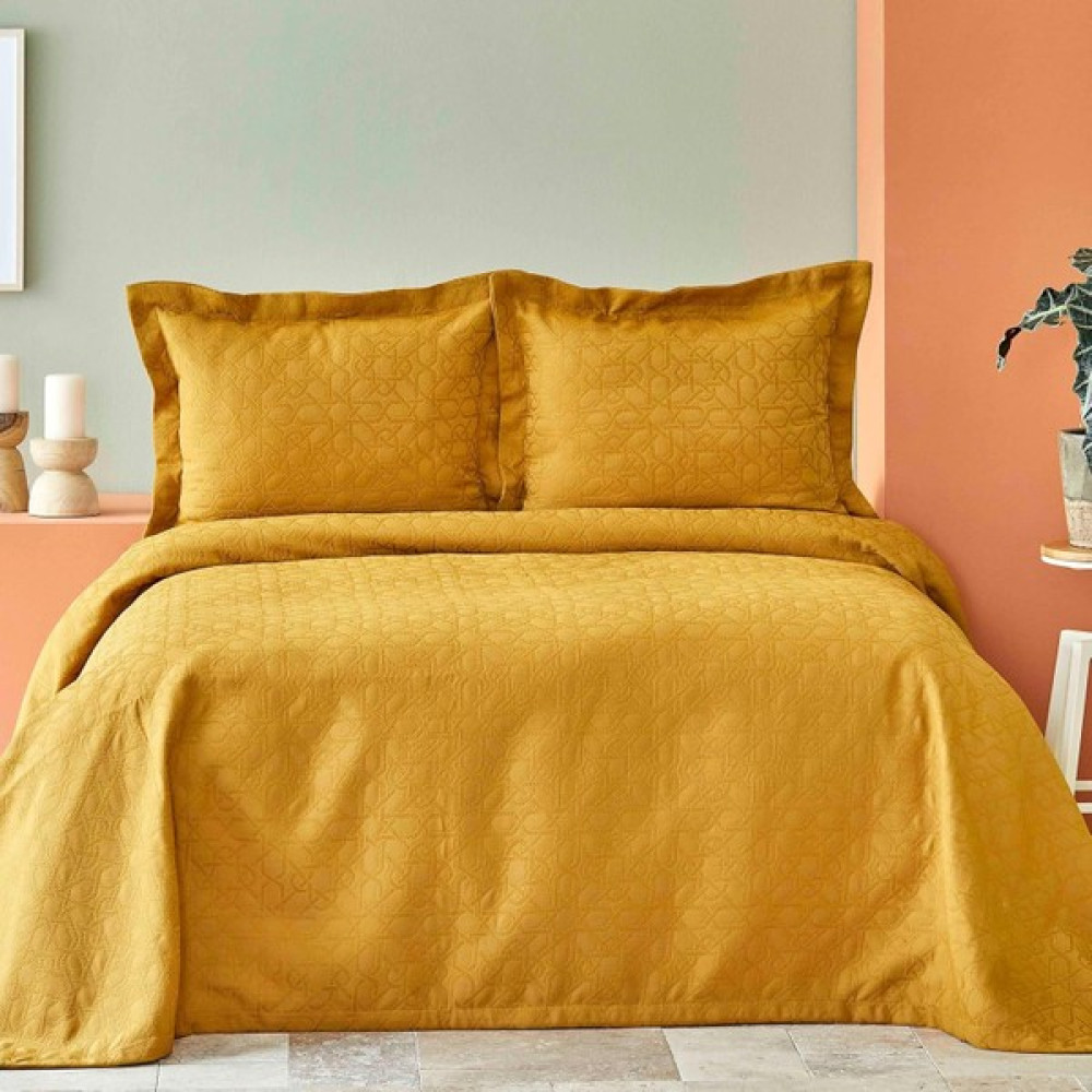 Karaca Home Backto Basic Hardal Tek Kişilik Yatak Örtüsü Seti - 160 x 230 cm Yatak Örtüsü Fiyatı