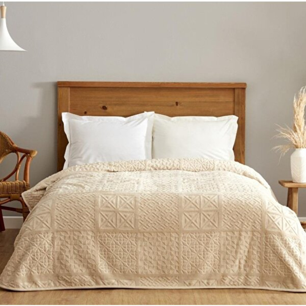 Karaca Home Battaniye Embos Çift Kişilik 200X220 Blair Bej - 200 x 220 cm Battaniye Fiyatı