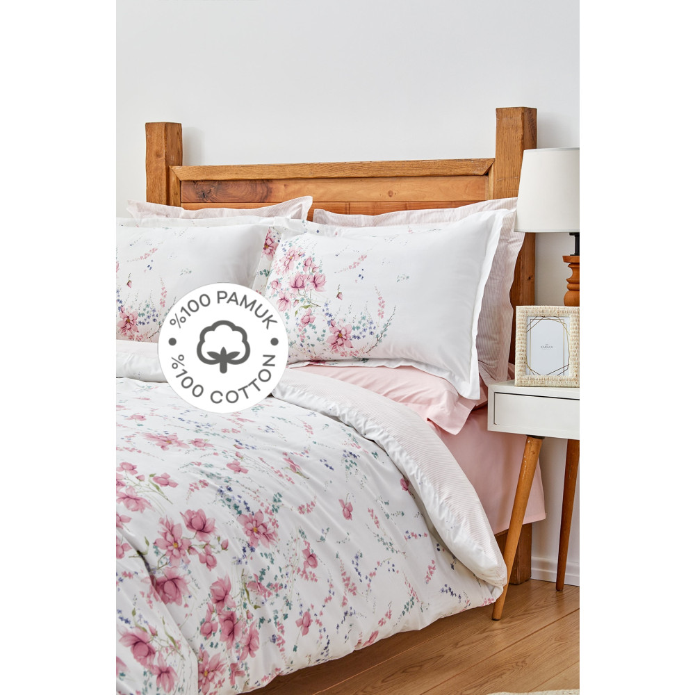 Karaca Home Dalila Pembe %100 Pamuk Çift Kişilik Nevresim Takımı Nevresim Takımı Fiyatı