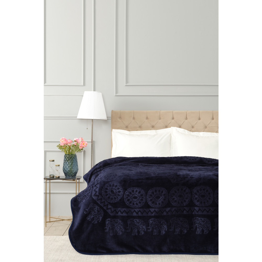 Karaca Home Elephant Lacivert Çift Kişilik Soft Embosy Battaniye Battaniye Fiyatı