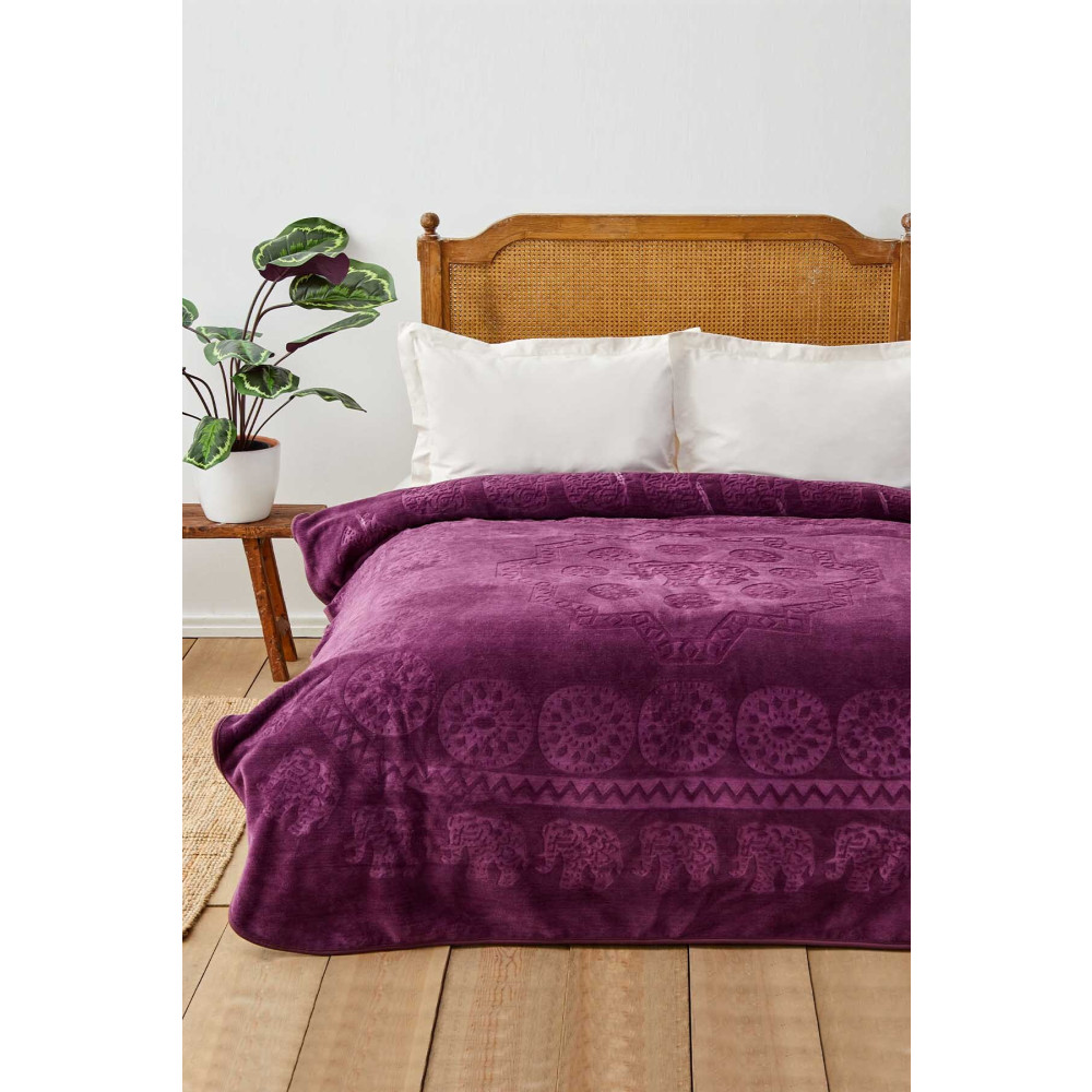 Karaca Home Elephant Mürdüm Çift Kişilik Soft Embosy Battaniye Battaniye Fiyatı