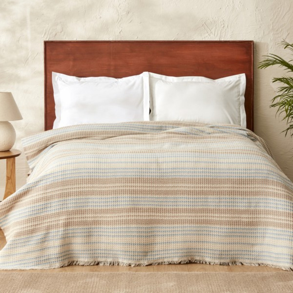 Karaca Home Flow Çizgili Çift Kişilik Waffle Pike 200X230 cm Bej Pike & Pike Takımı Fiyatı