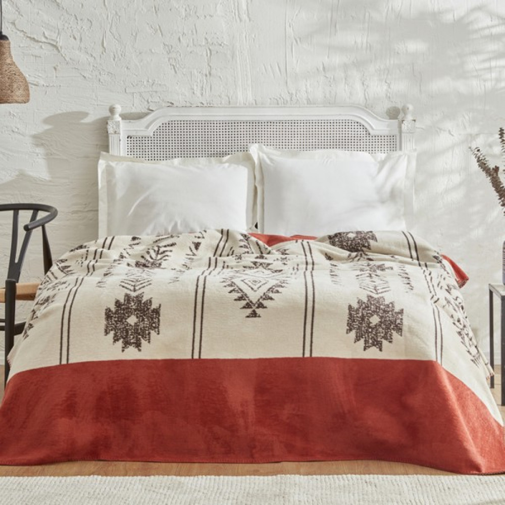 Karaca Home Raya Çift Kişilik Pamuk Battaniye Kiremit - 200 x 220 cm Battaniye Fiyatı