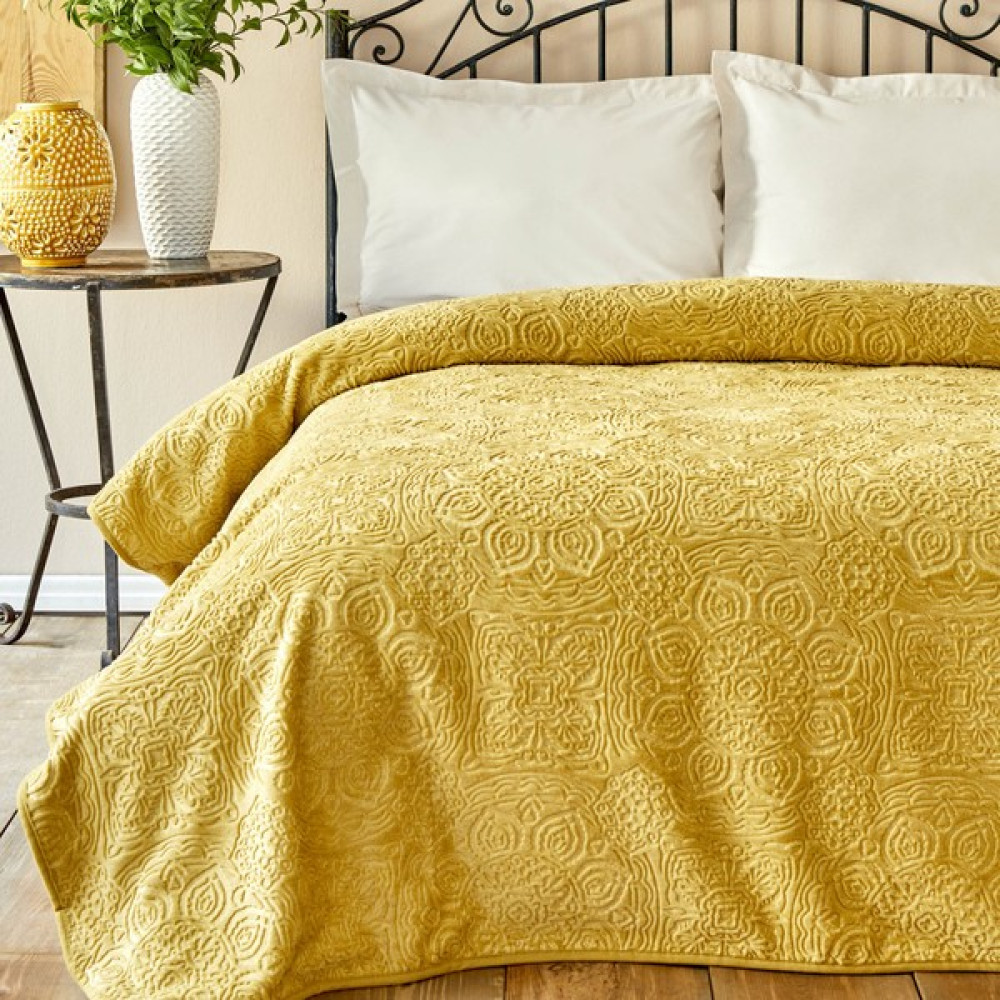 Karaca Home Scala Hardal Çift Kişilik Embosy Battaniye - 200 x 220 cm Battaniye Fiyatı